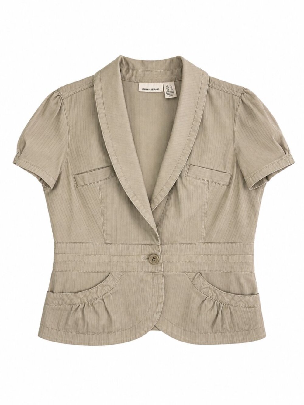 DKNY Jeans Tan Short Sleeve Blazer Jacket Size L